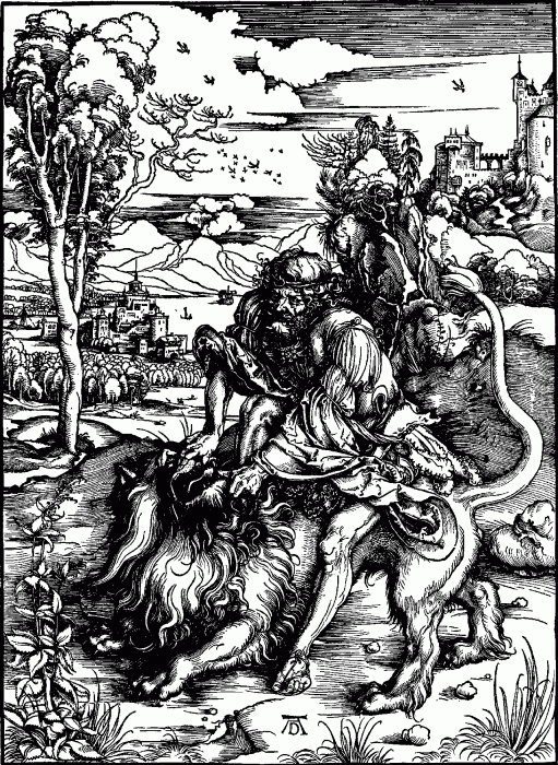 DURER S PRINT,16,GER,SAMSON KILLING THE LION.gif